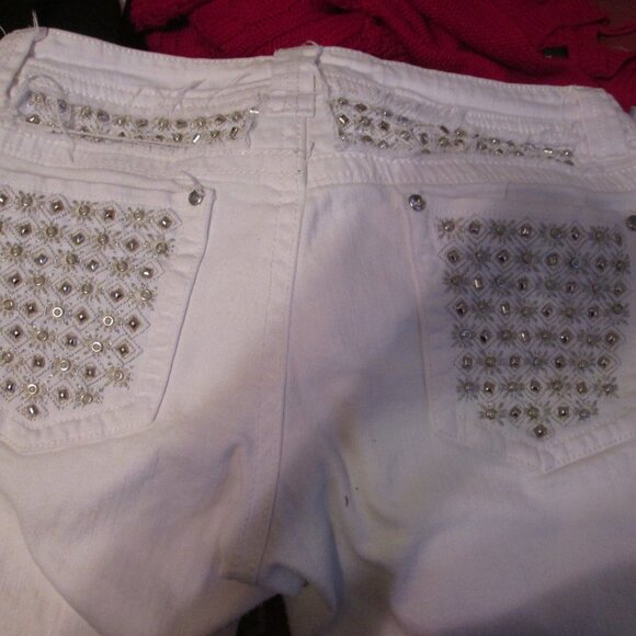 Women's White Denim Bling Jeans Size 13/14 - Picture 5 of 7